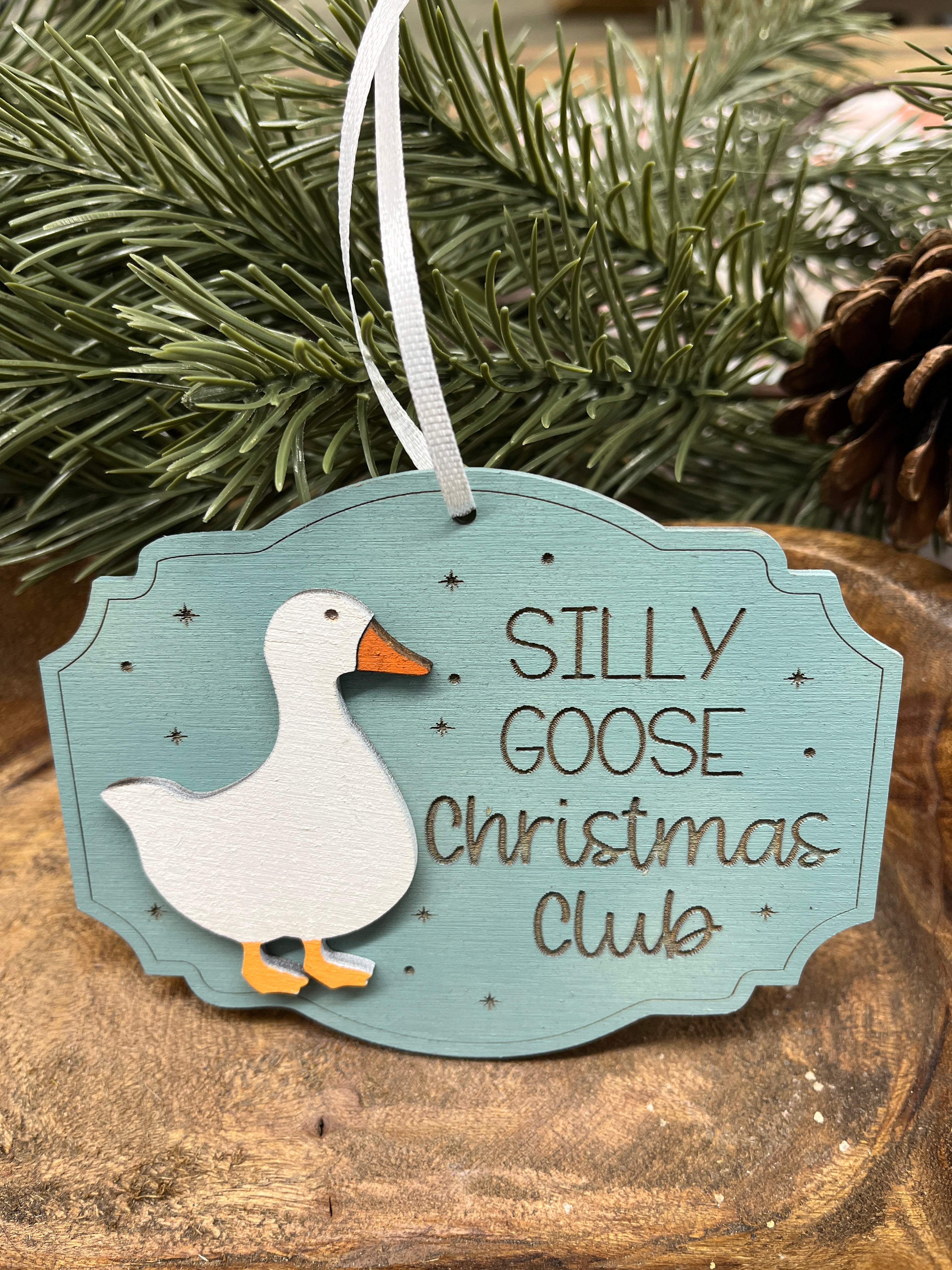Silly Goose Wood Ornament