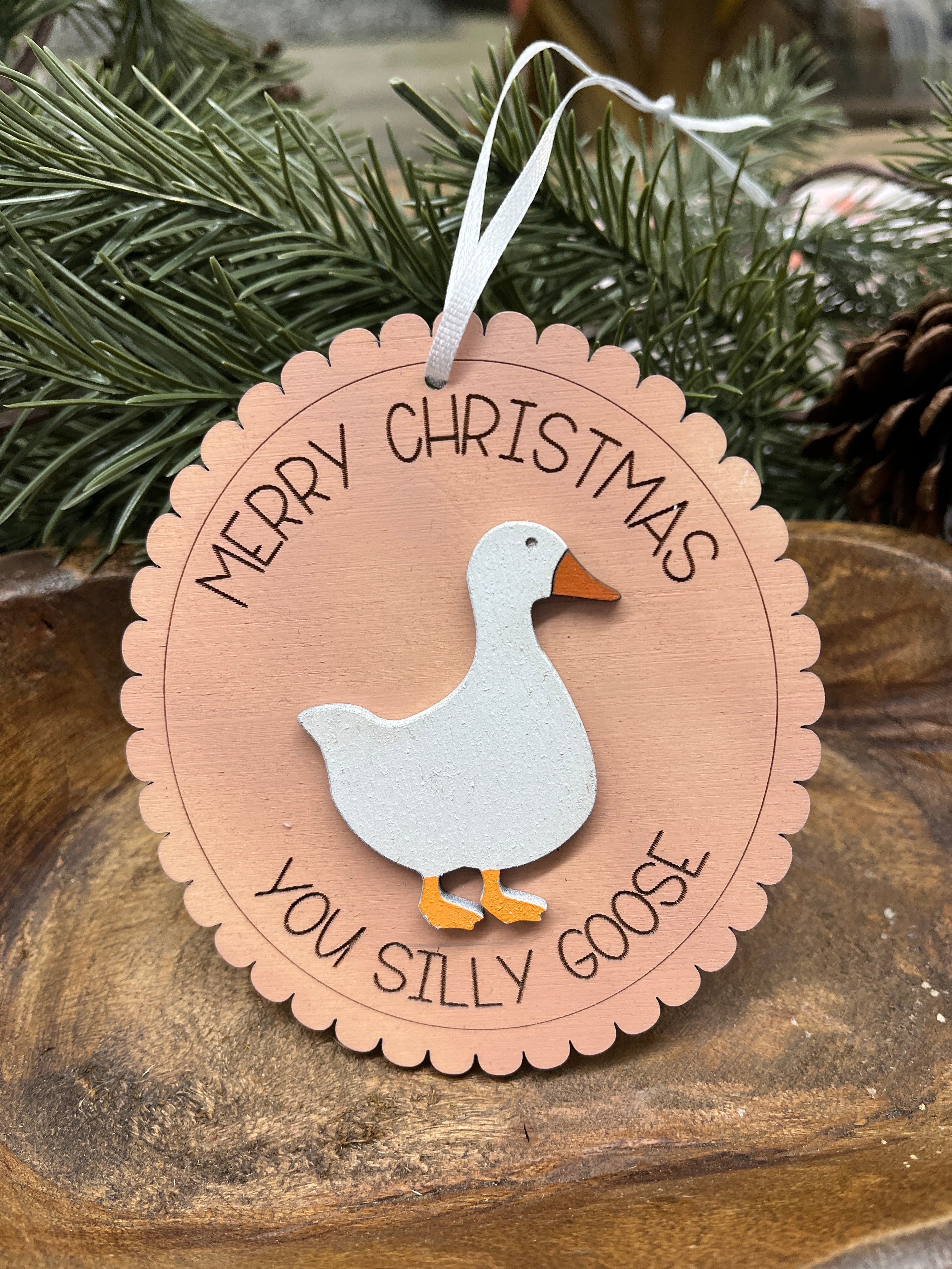 Silly Goose Wood Ornament