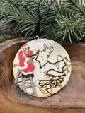 North America Santa Route Wood Ornament