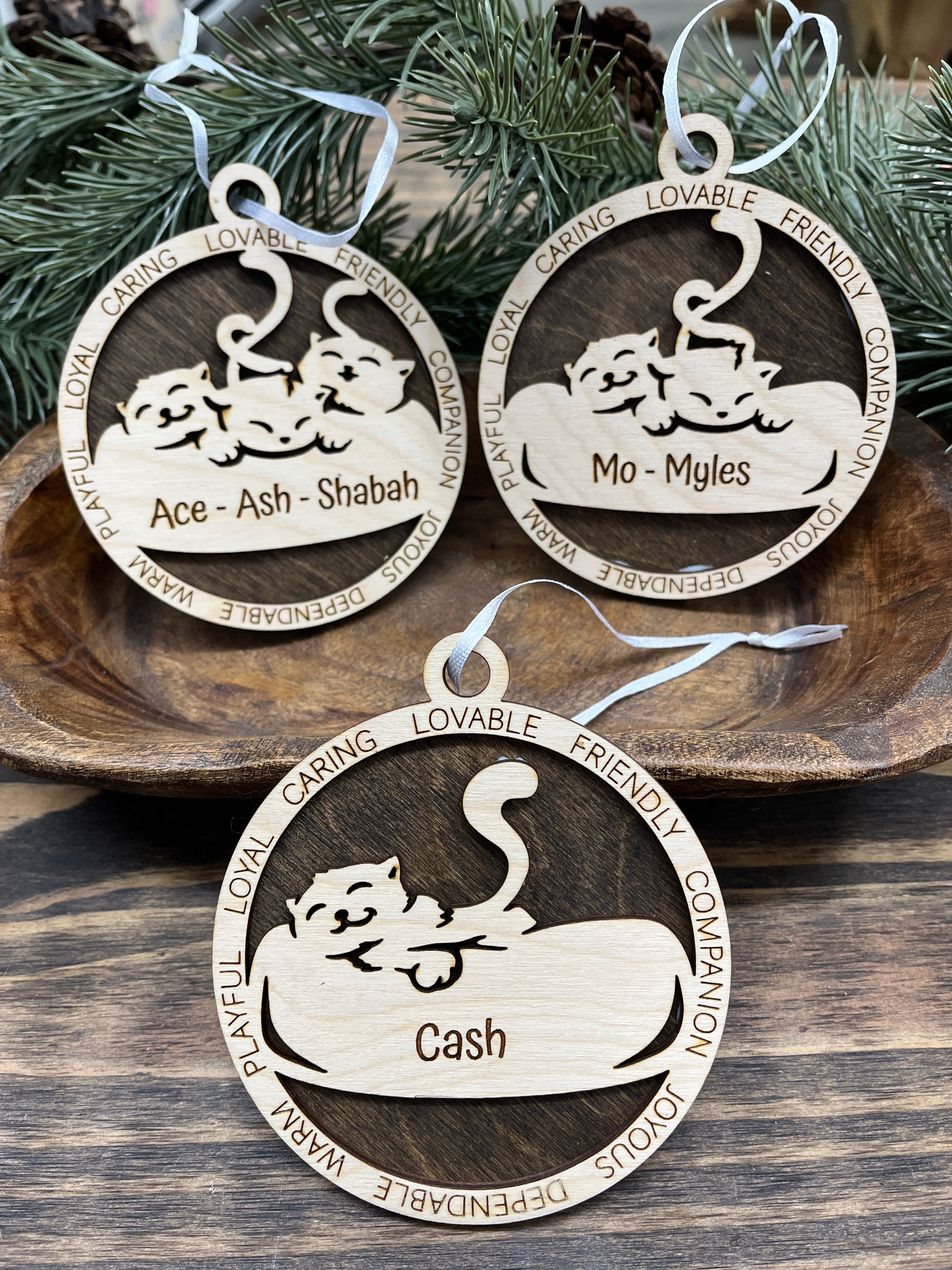Personalized Cat(s) Wood Ornament
