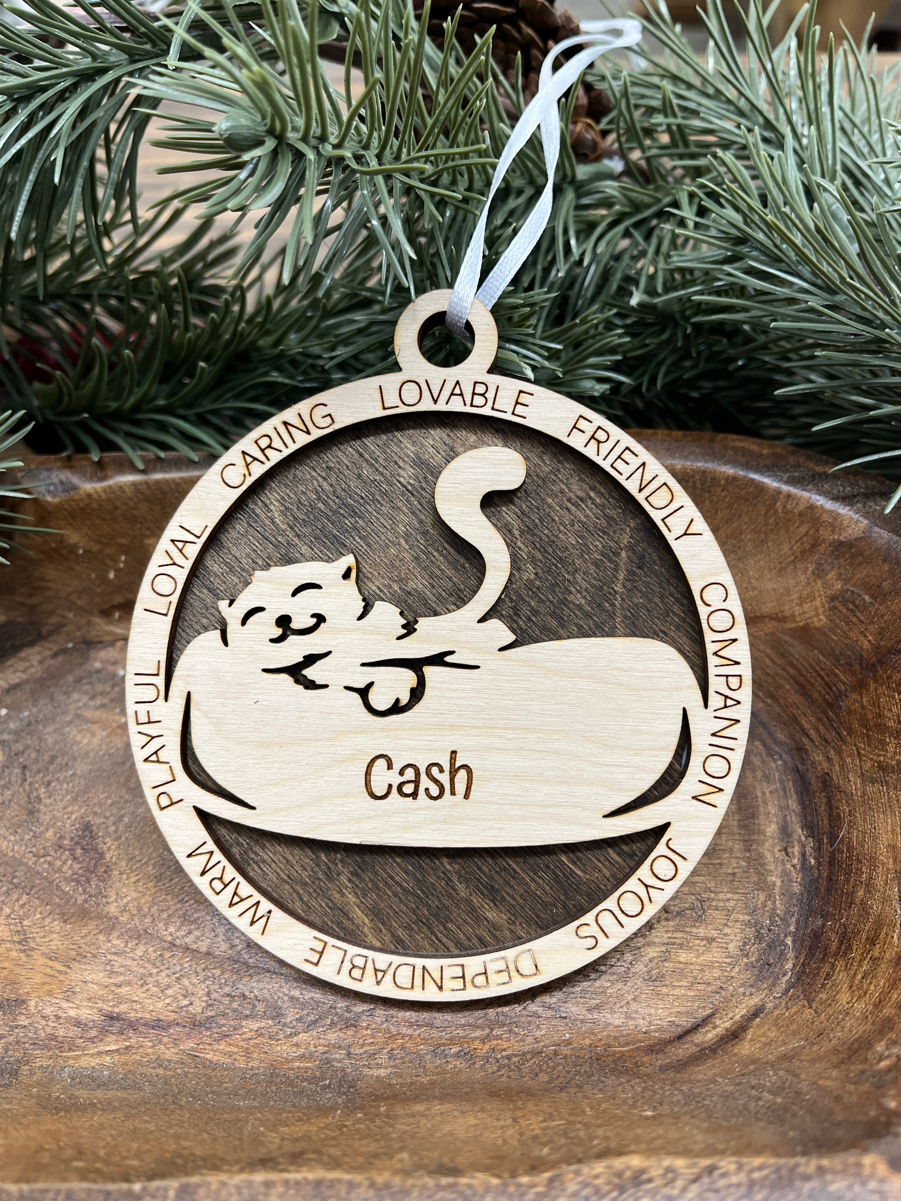 Personalized Cat(s) Wood Ornament