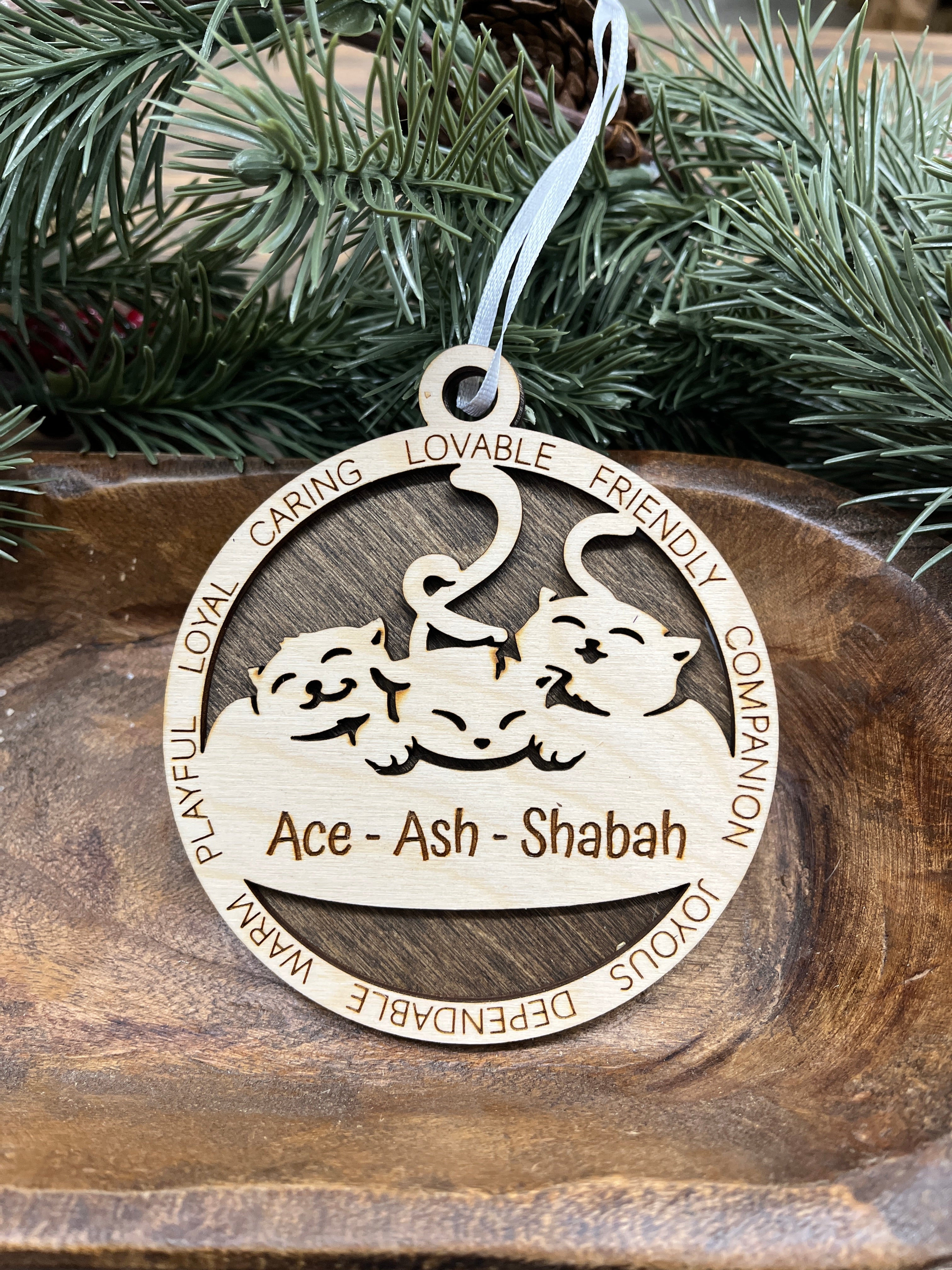 Personalized Cat(s) Wood Ornament