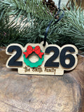 Personalized 2026 Family Wood Ornament