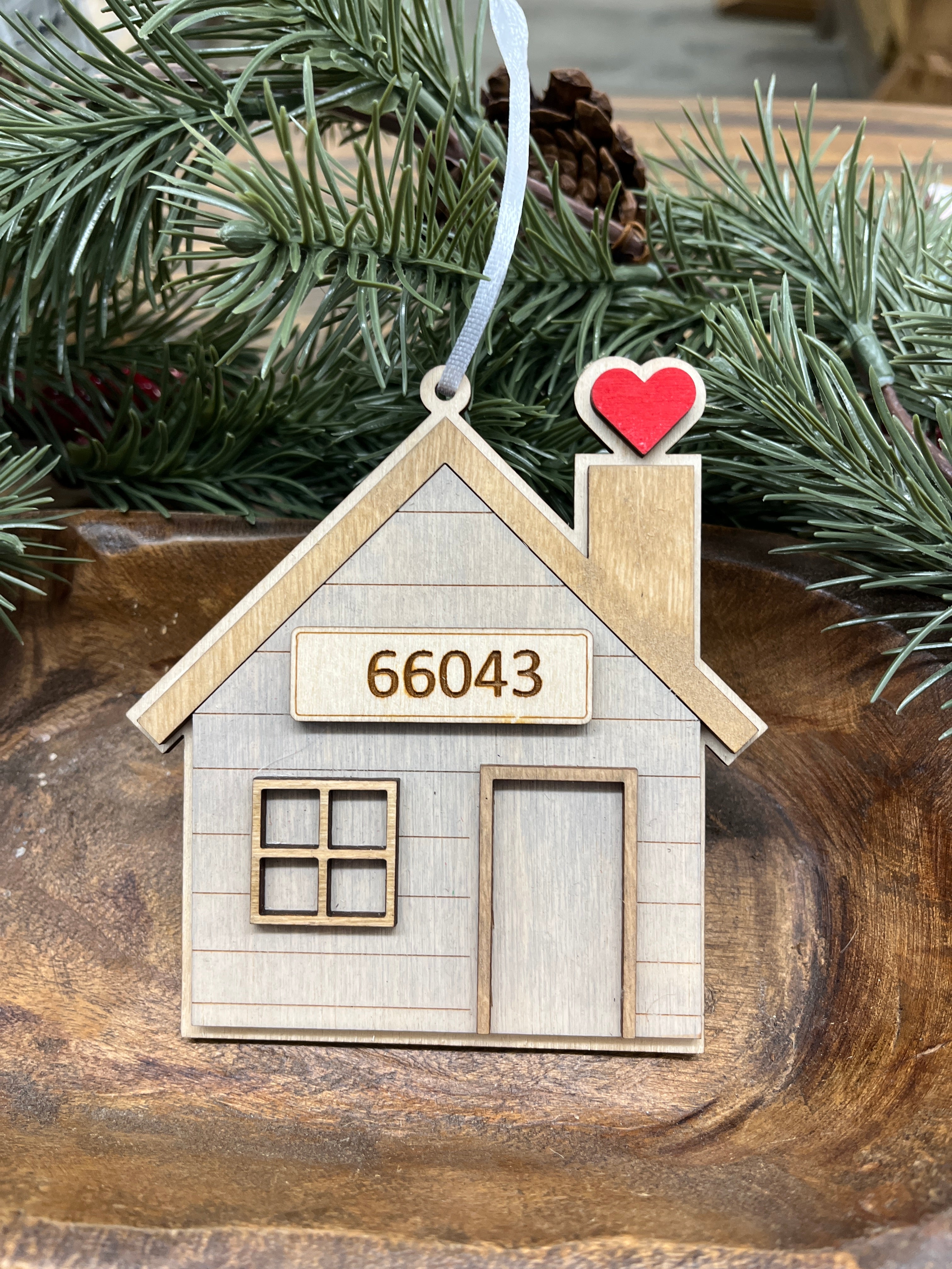 Personalized House Zip Code Wood Ornament