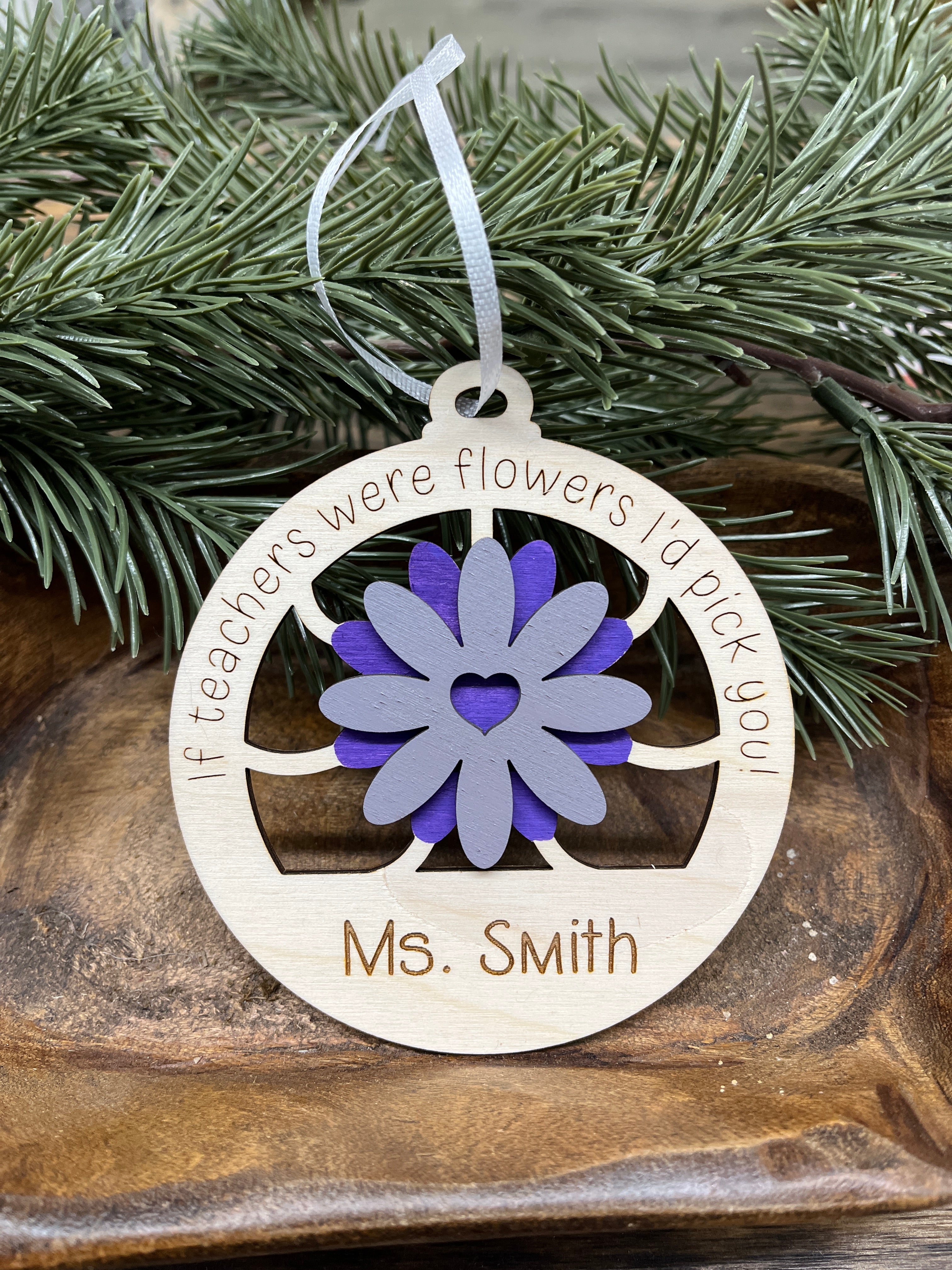 Personalized Teacher Wood Ornament