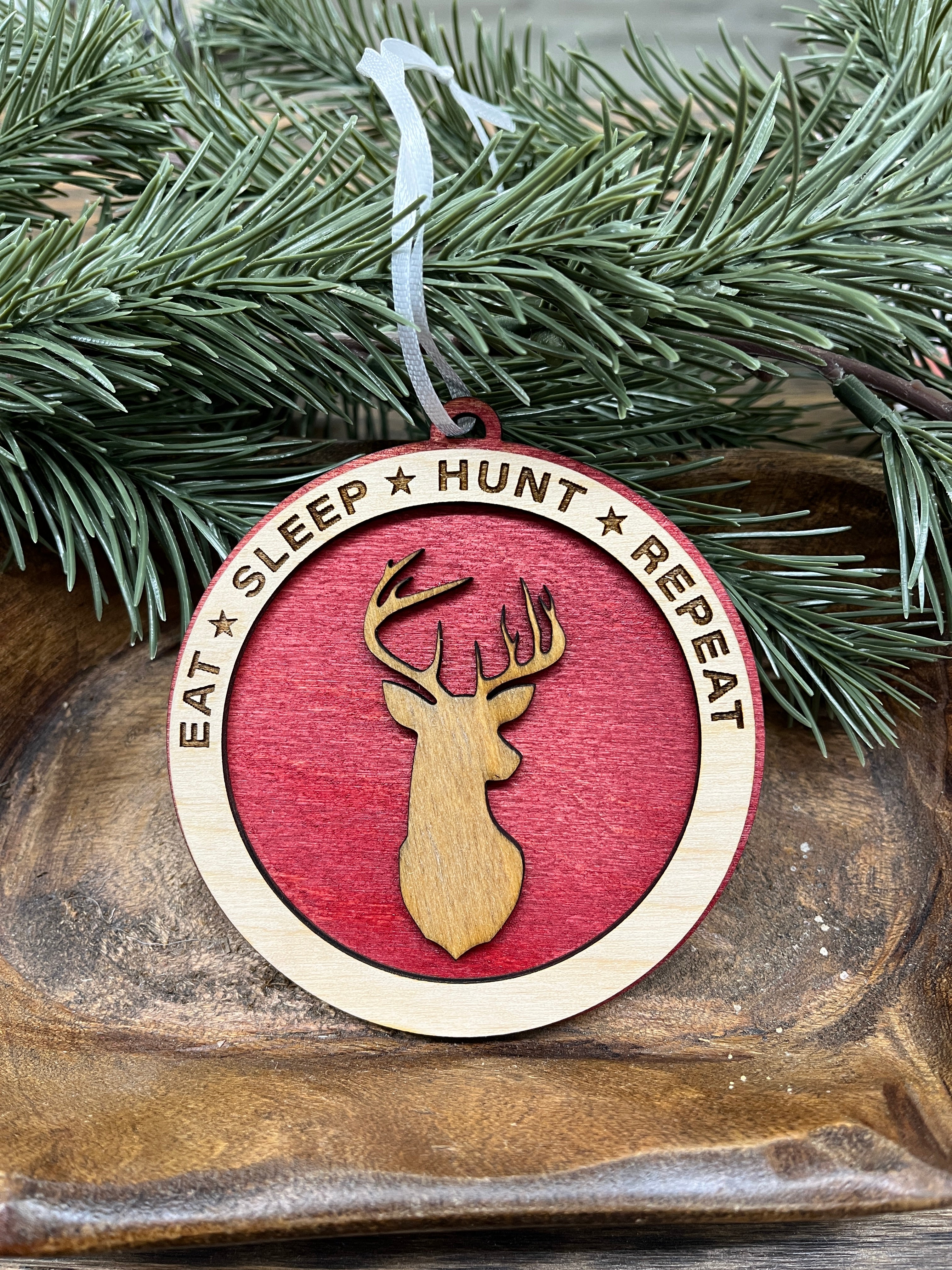 Deer Hunter Wood Ornament
