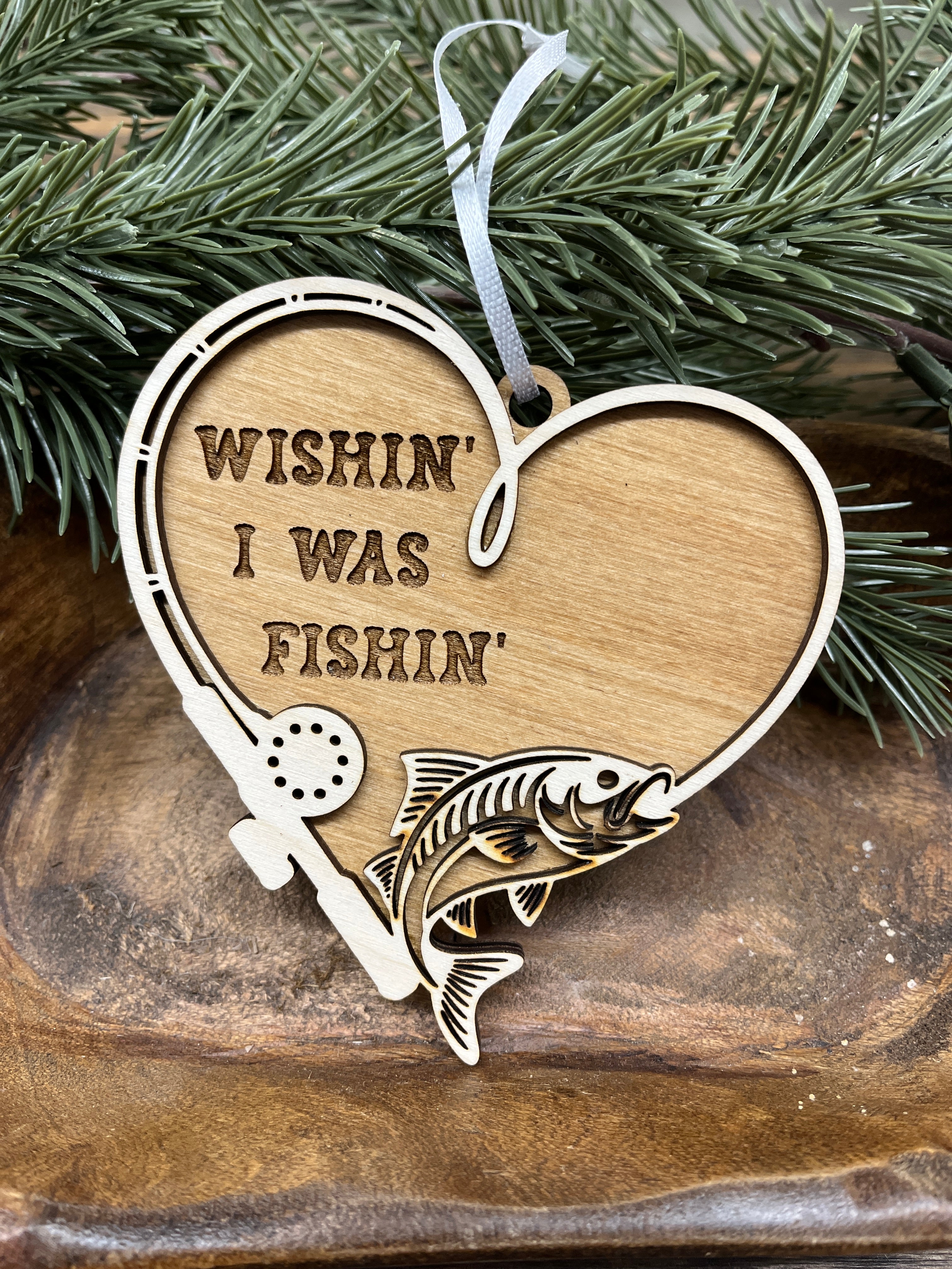 Fishing Wood Ornament