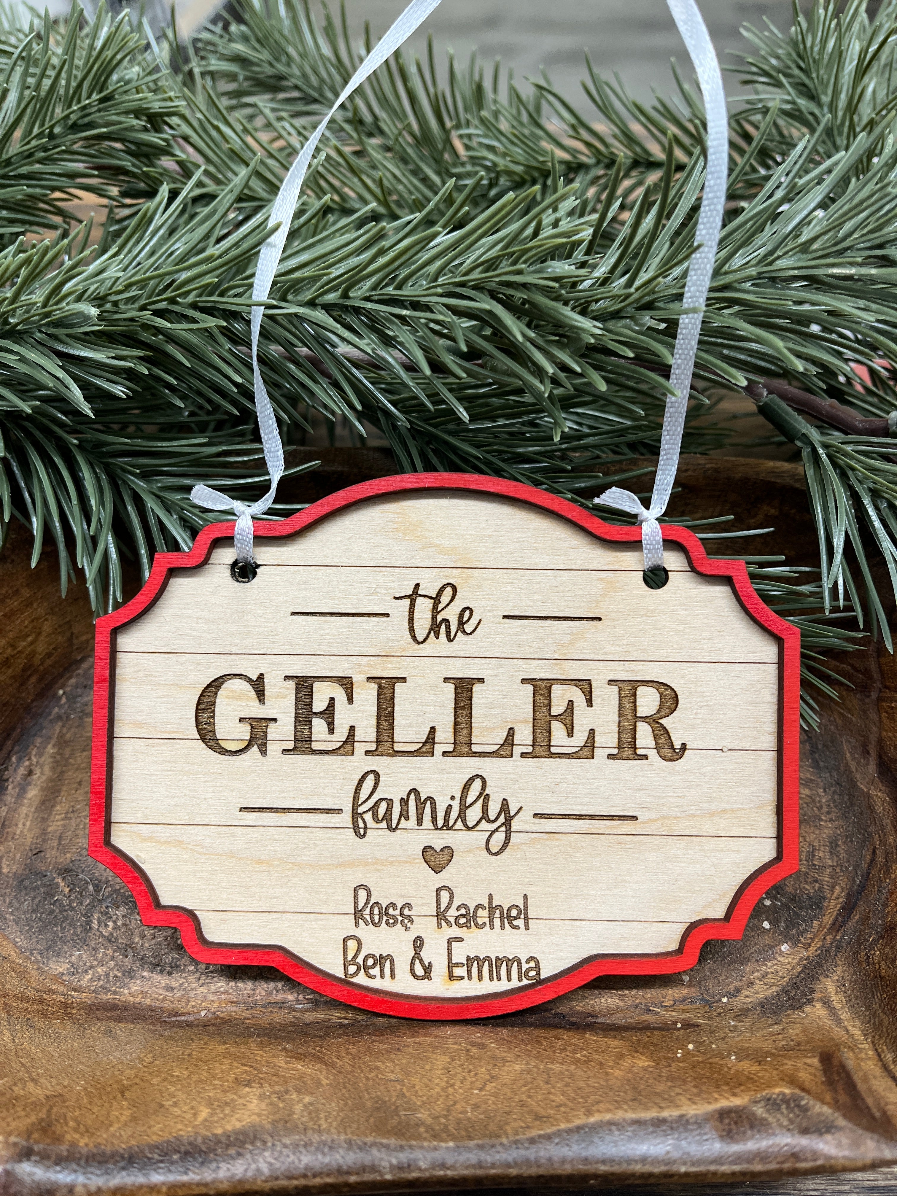 Personalized Family Name Wood Ornament