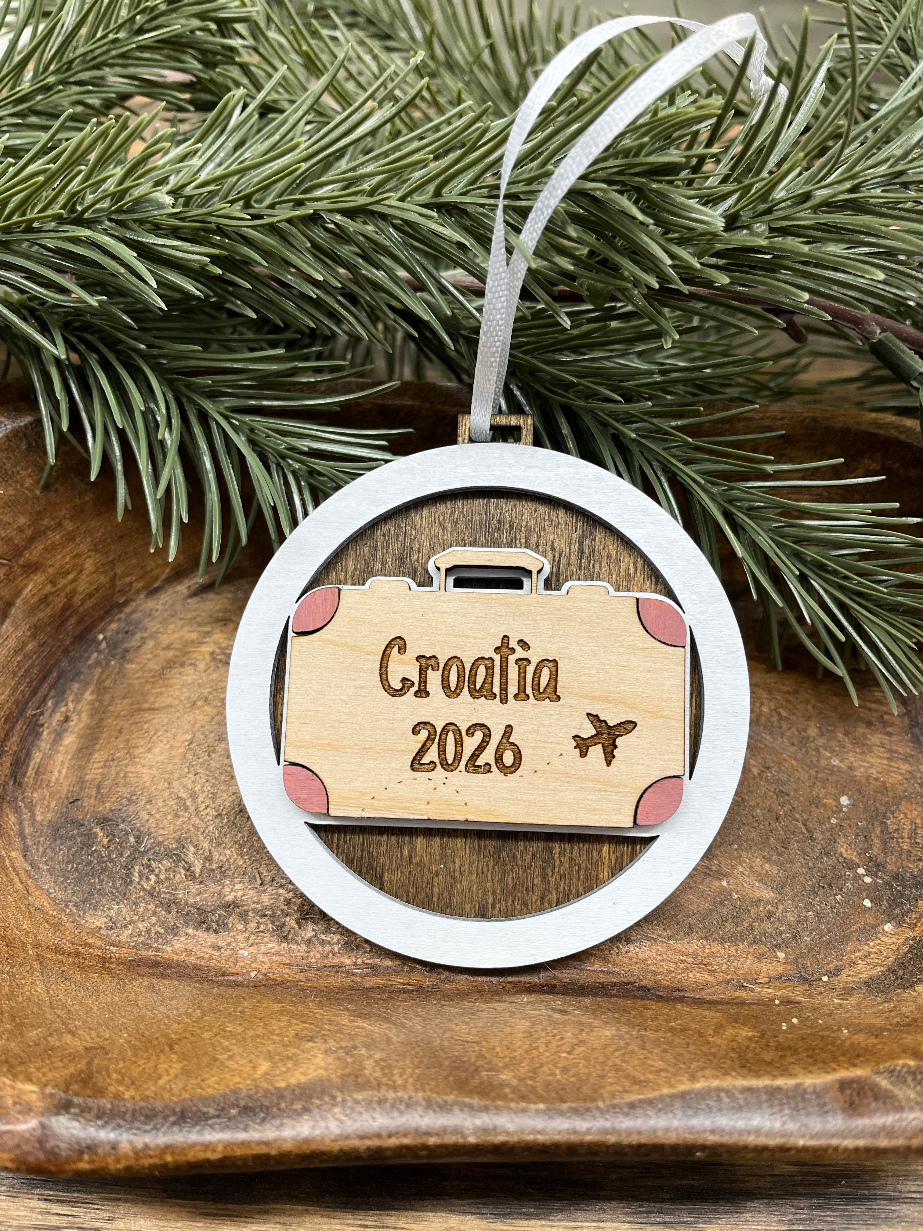 Personalized Vacation Wood Ornament