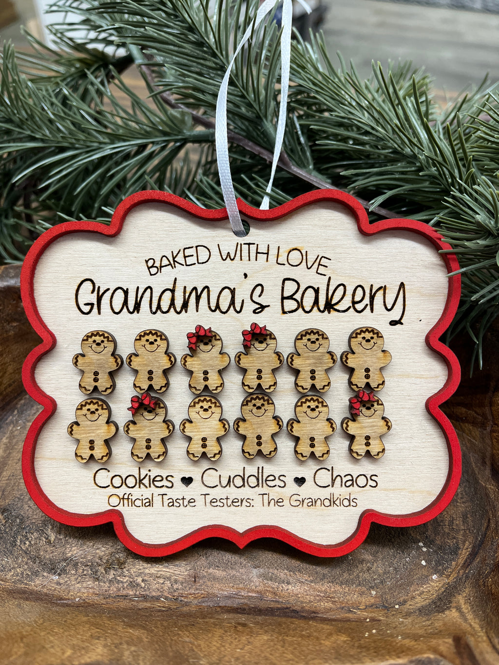 Personalized Grandkids Wood Ornament