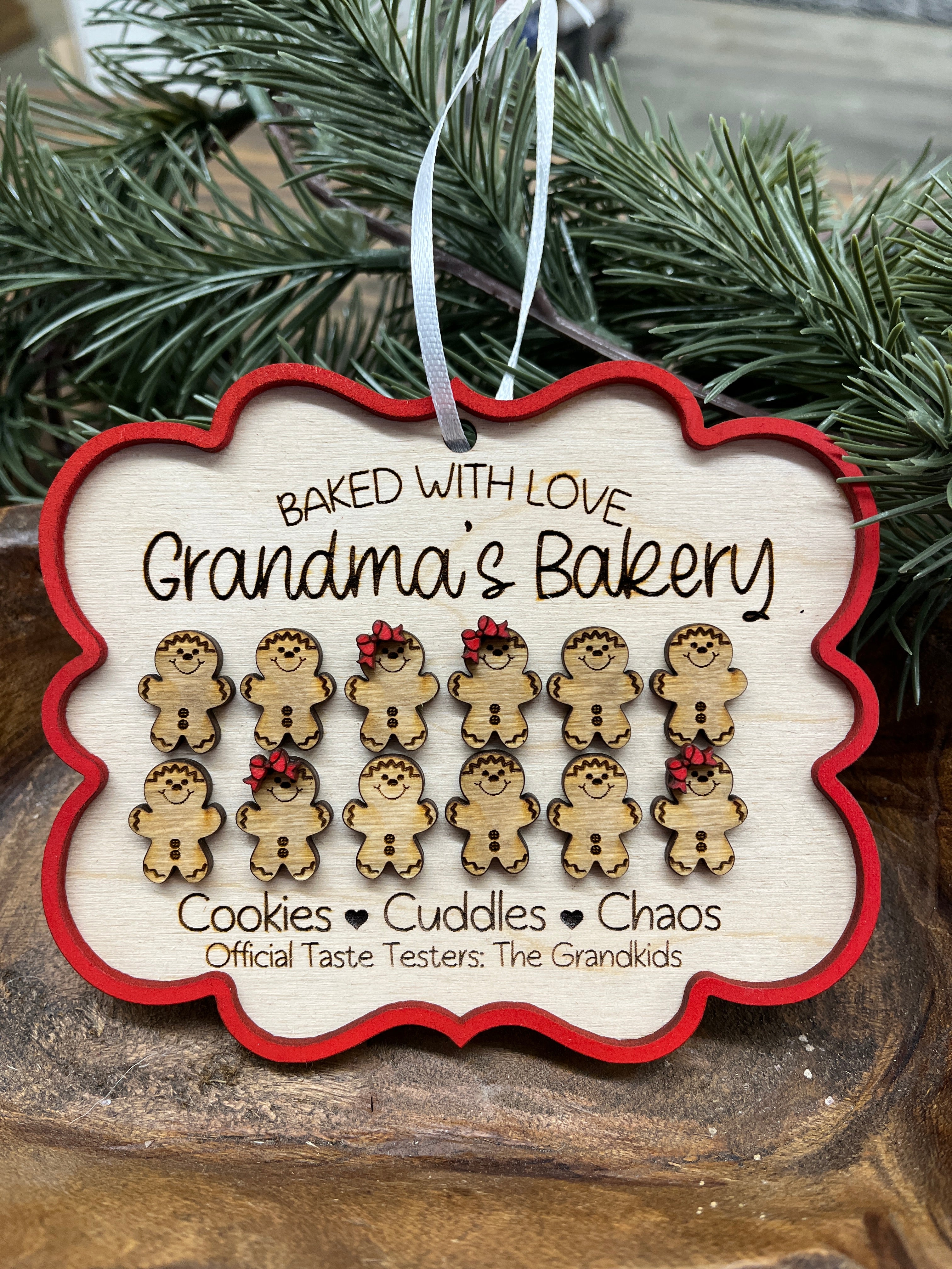 Personalized Grandkids Wood Ornament