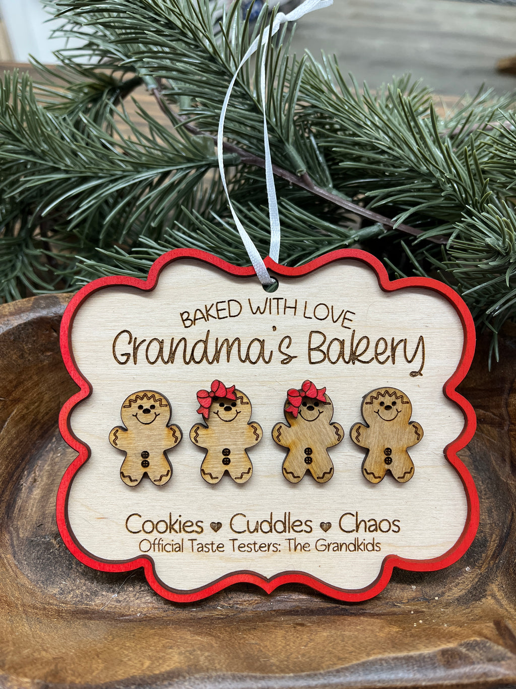 Personalized Grandkids Wood Ornament