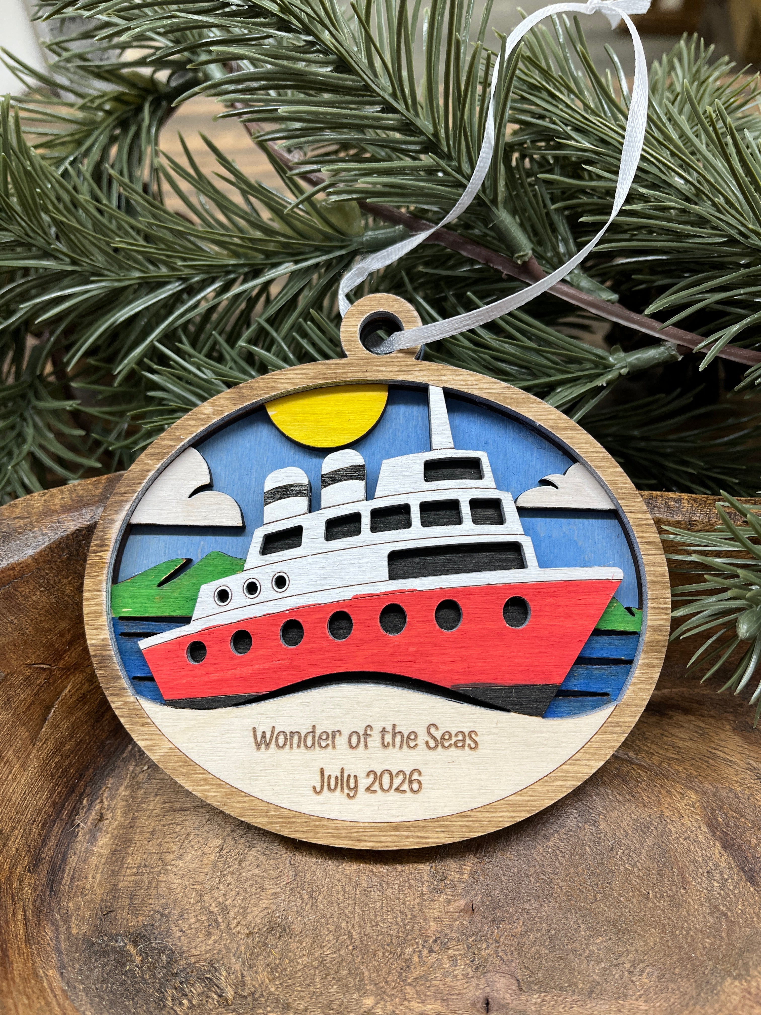 Personalized Cruise Vacation Wood Ornament