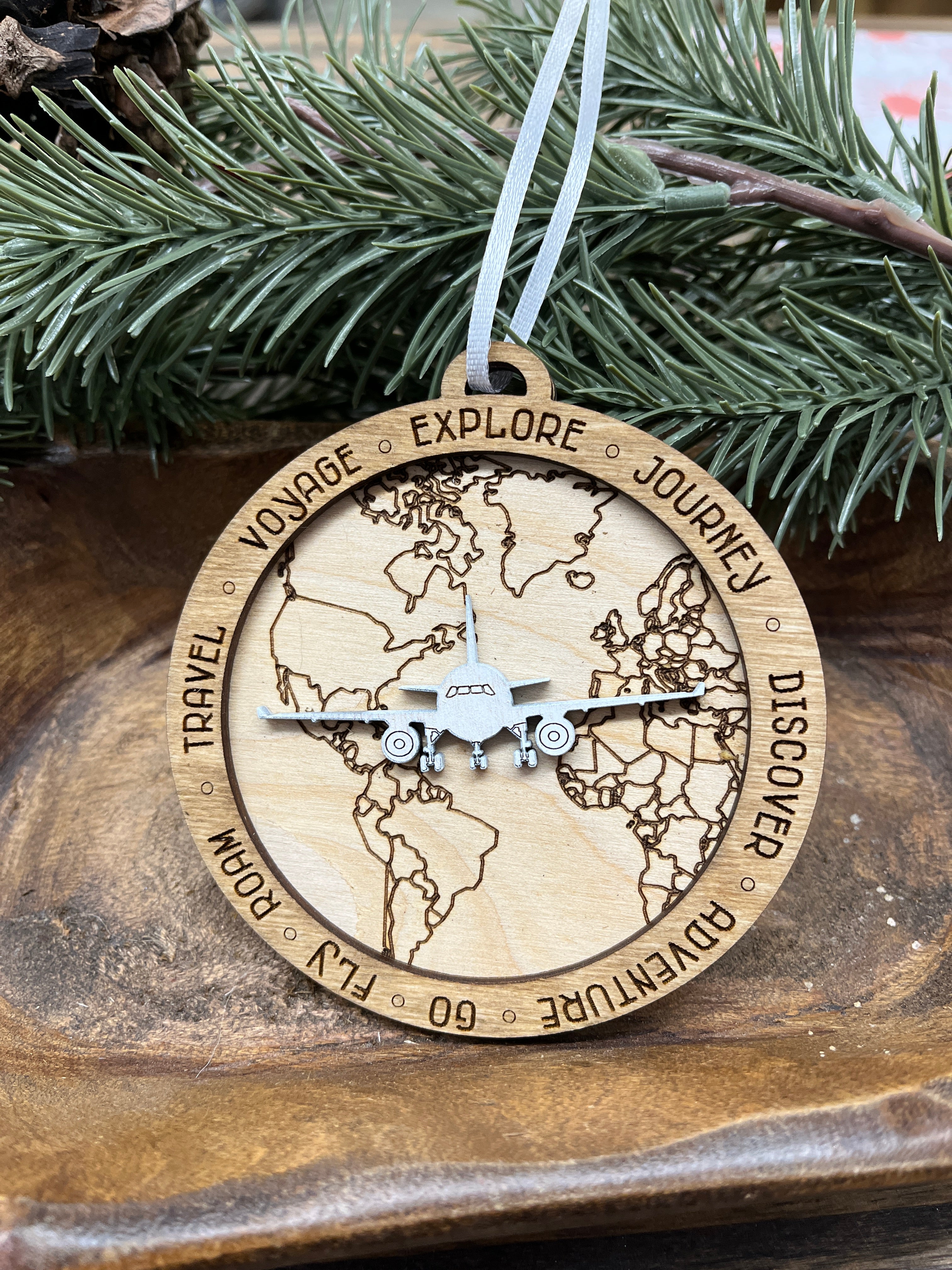 Travel World Wood Ornament