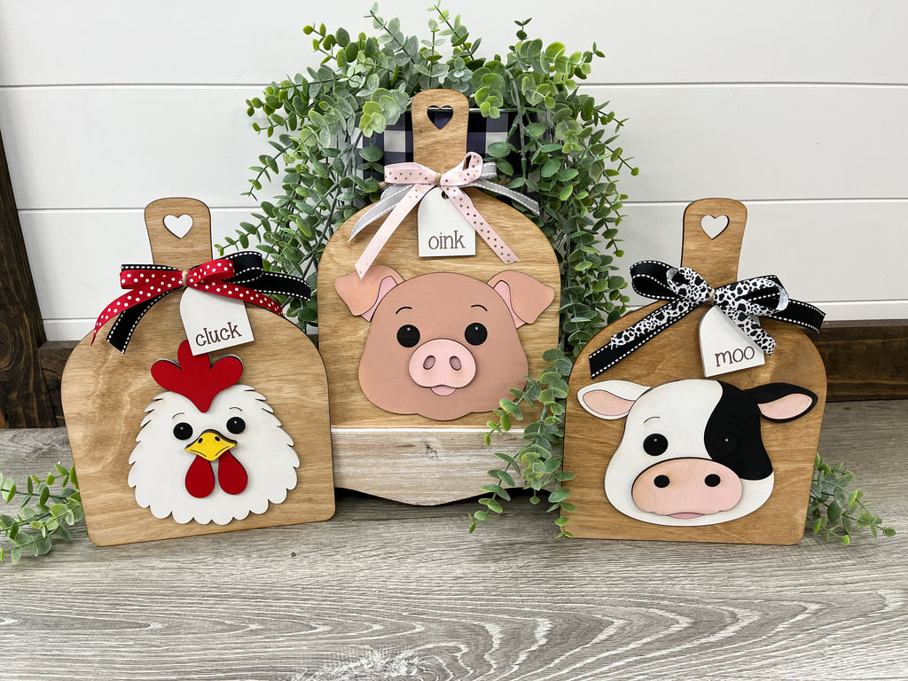 Farm Animal Faux Bread Board Sign