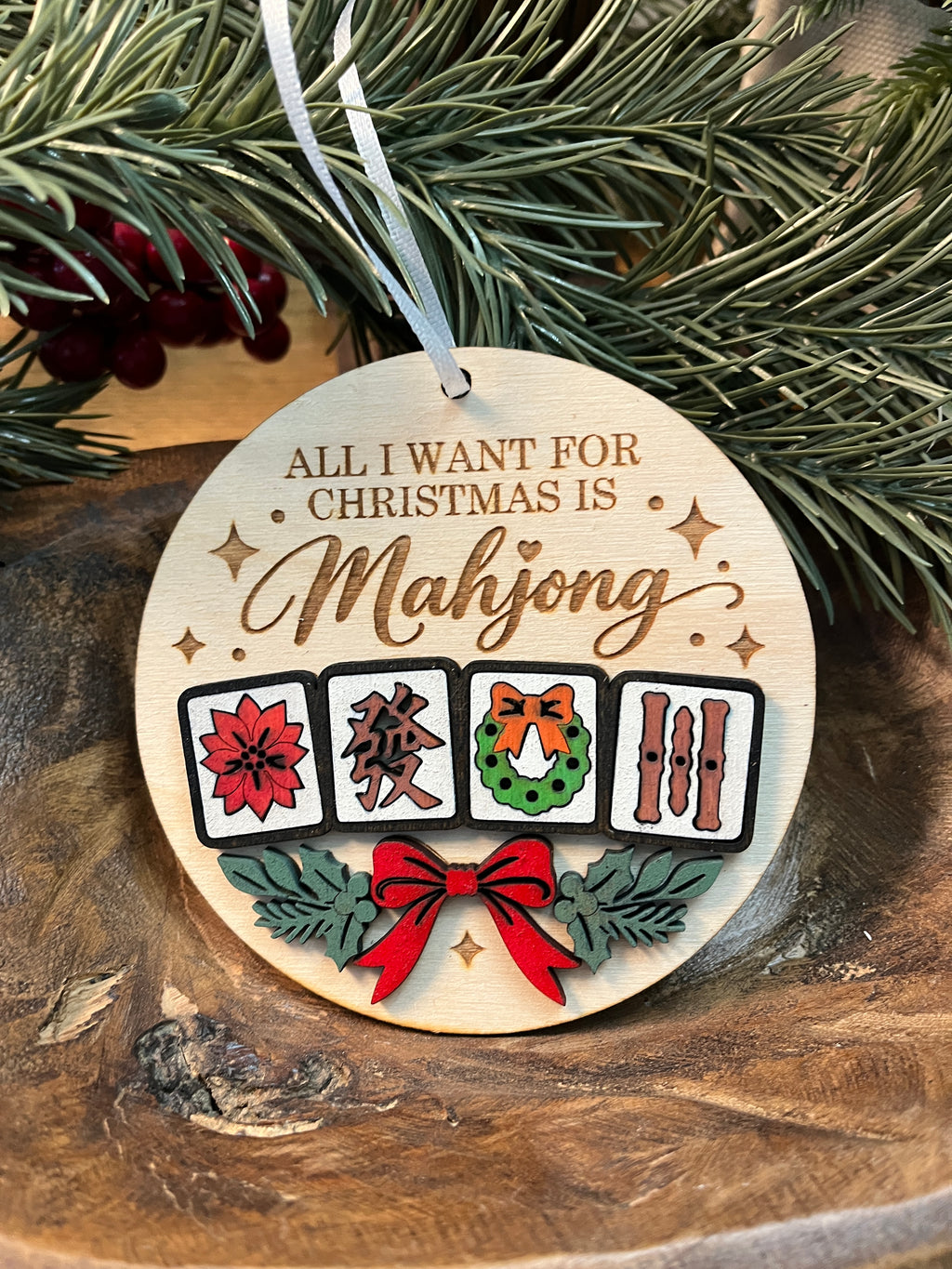 Mahjong Wood Ornaments