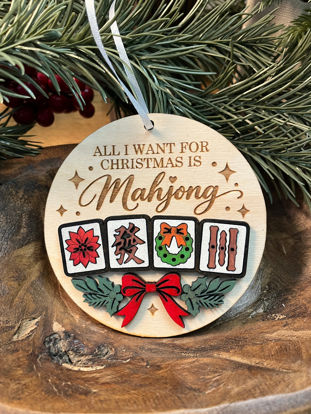Mahjong Wood Ornaments